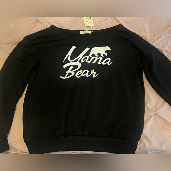 Black off the shoulder "Mama Bear" large sweater - Picture 3 of 3
